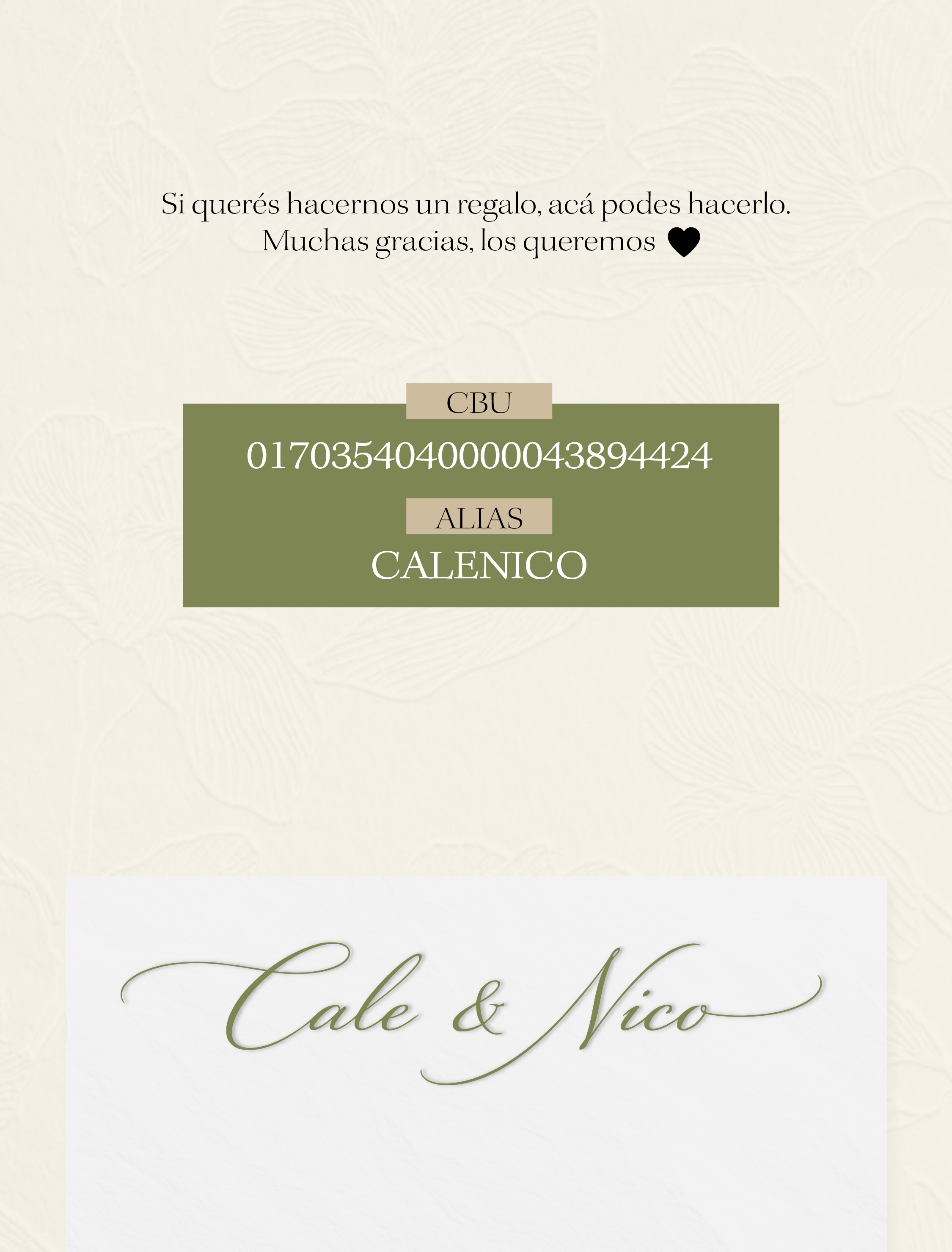 Regalo y cierre — Cale & Nico